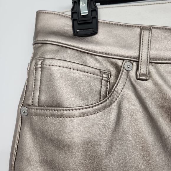 NWT Express Champagne Faux Leather Metallic High Rise Skinny Pants Women's 10 - Picture 9 of 13